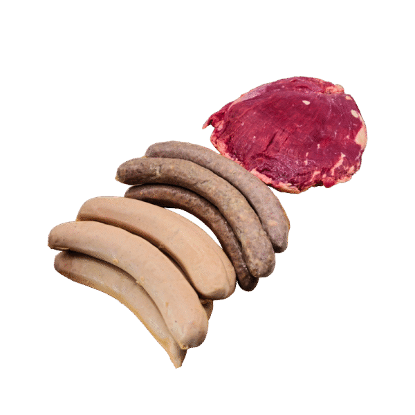 Grillpaket mit Flanksteak und Rostbratwurst